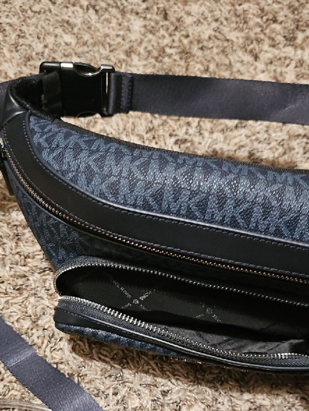 Michael Kors Dark Blue MK Logo Belt Bag - Picture 8 of 13